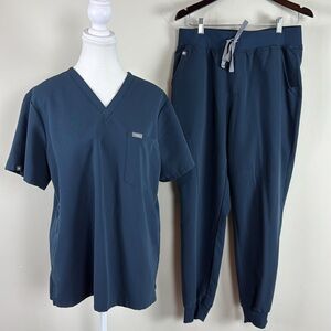 Figs Navy Blue Scrub Top & Pant Set Size XL Top & Large Bottom
